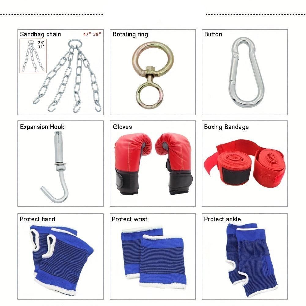 NNETM Hanging Hollow Boxing Sandbag Set with Hook for Home Gym(Red)