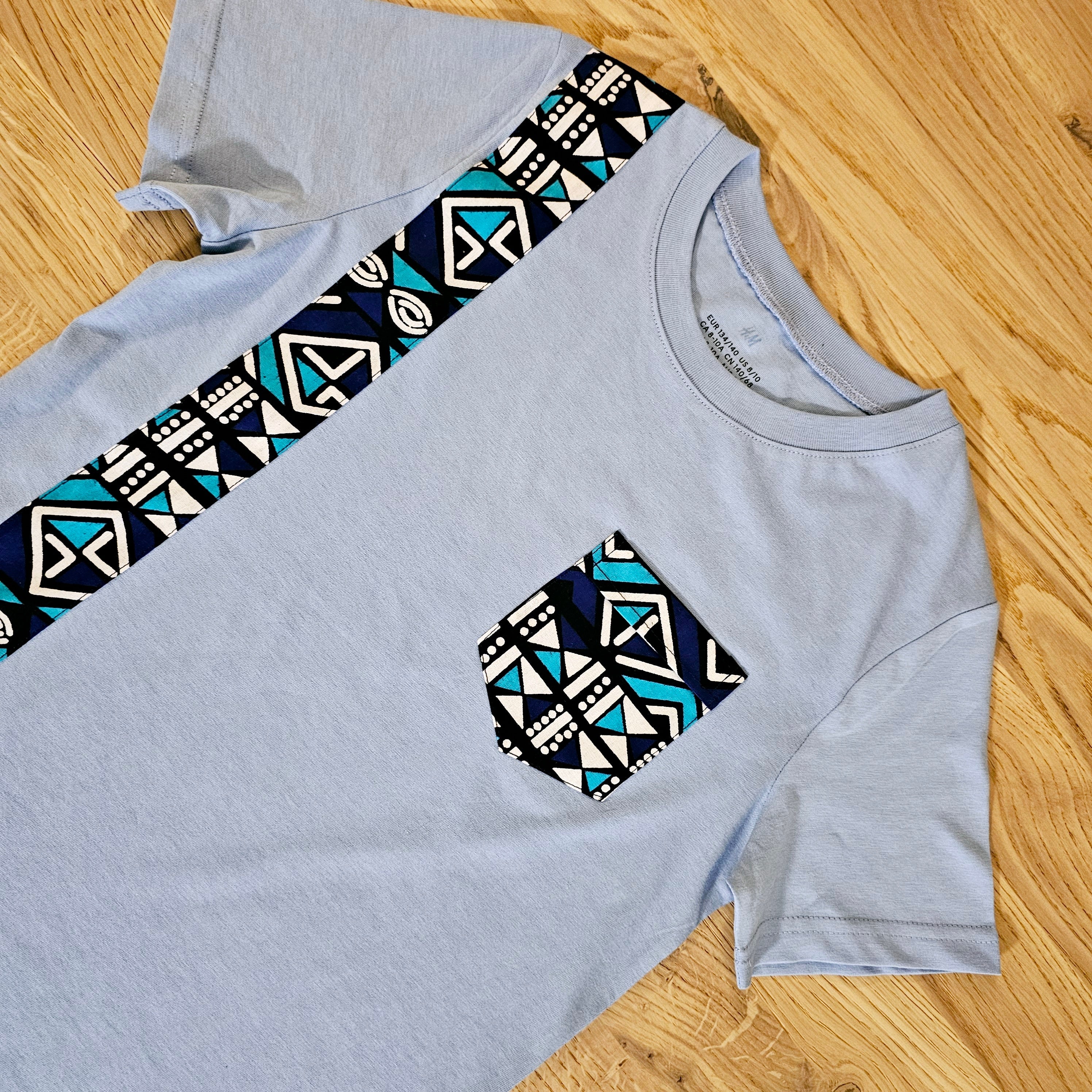 Kids T-shirt with African Ankara Print Detail | 100% cotton