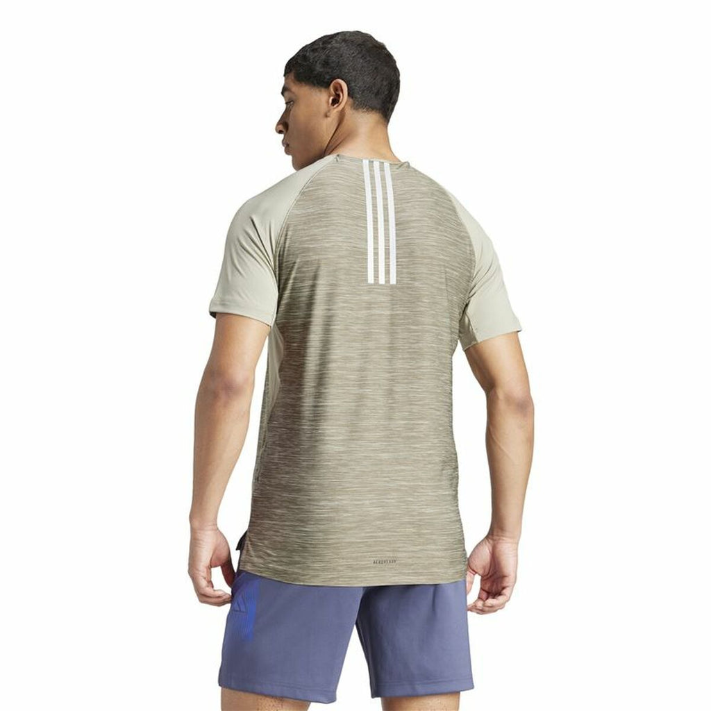 Men’s Short Sleeve T-Shirt Adidas Gym+ 3 Bandas Brown