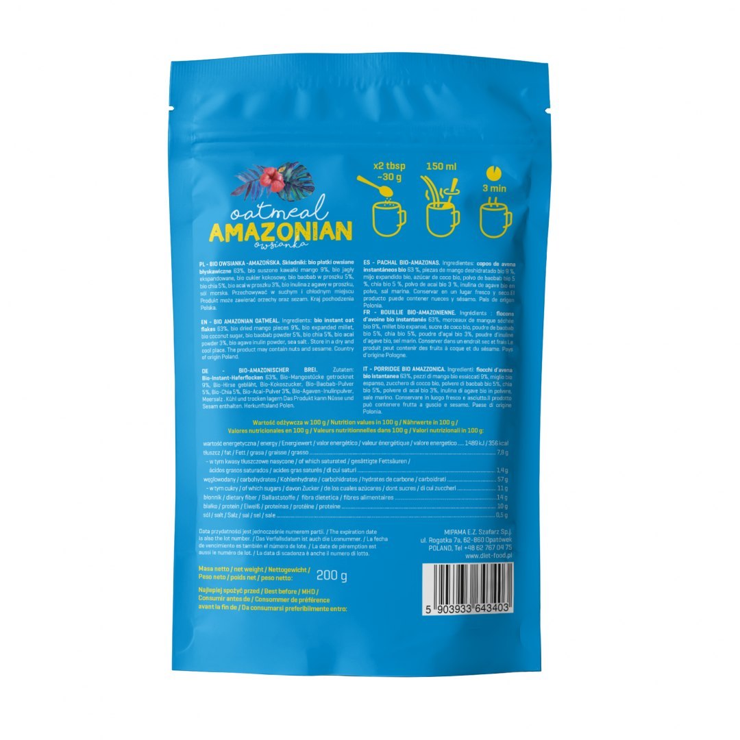 Diet-Food BIO OATMEAL AMAZONIAN WITH PREBIOTIC