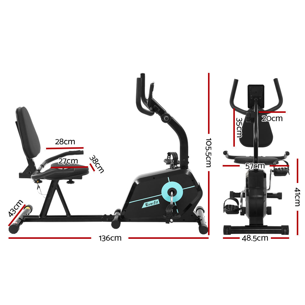 NNEDSZ Magnetic Recumbent Exercise Bike Fitness Cycle Trainer Gym Equipment