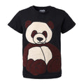 Kids Black T-Shirt with Panda Application