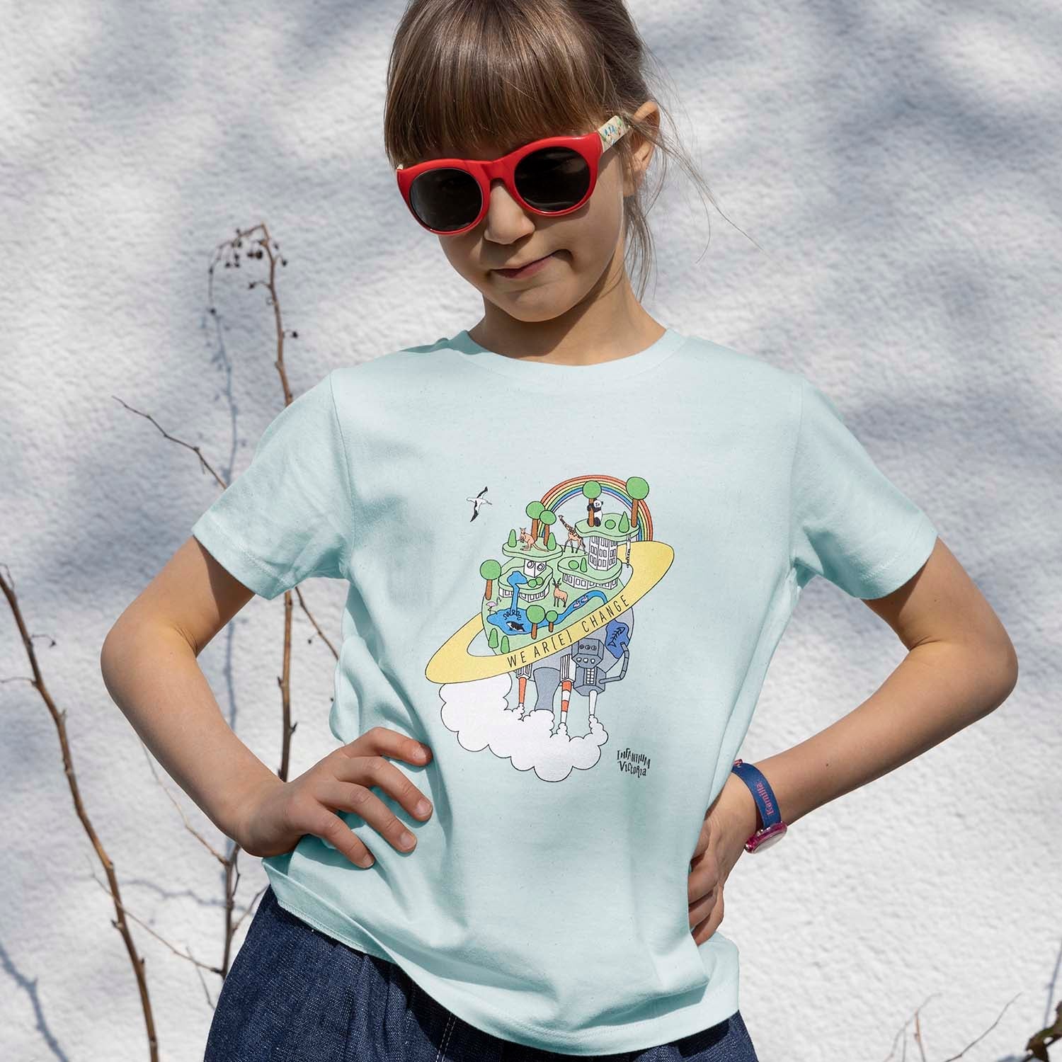 Earth Day T Shirt for Kids in Mint Green