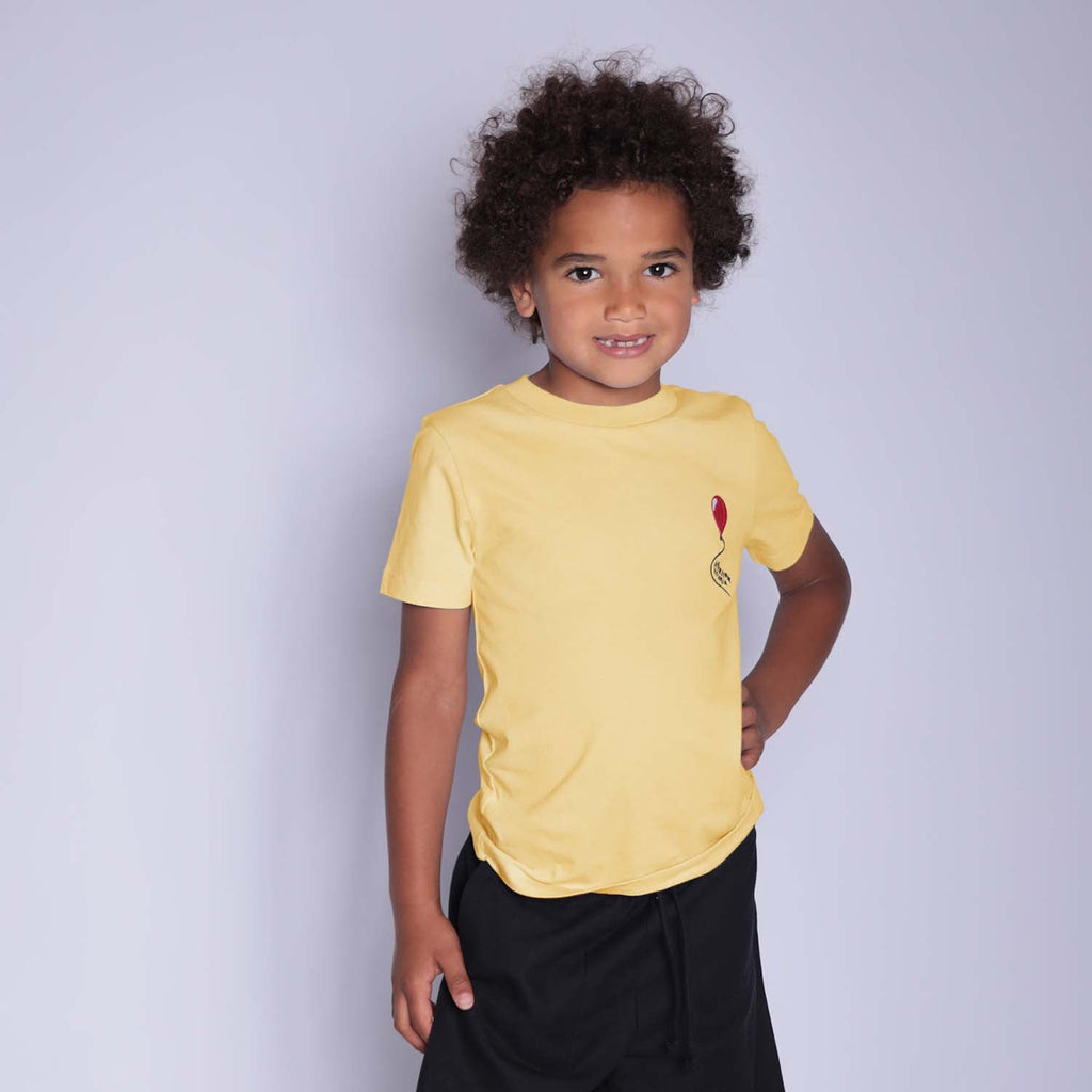 Kids T Shirt in Yellow with Embroidery