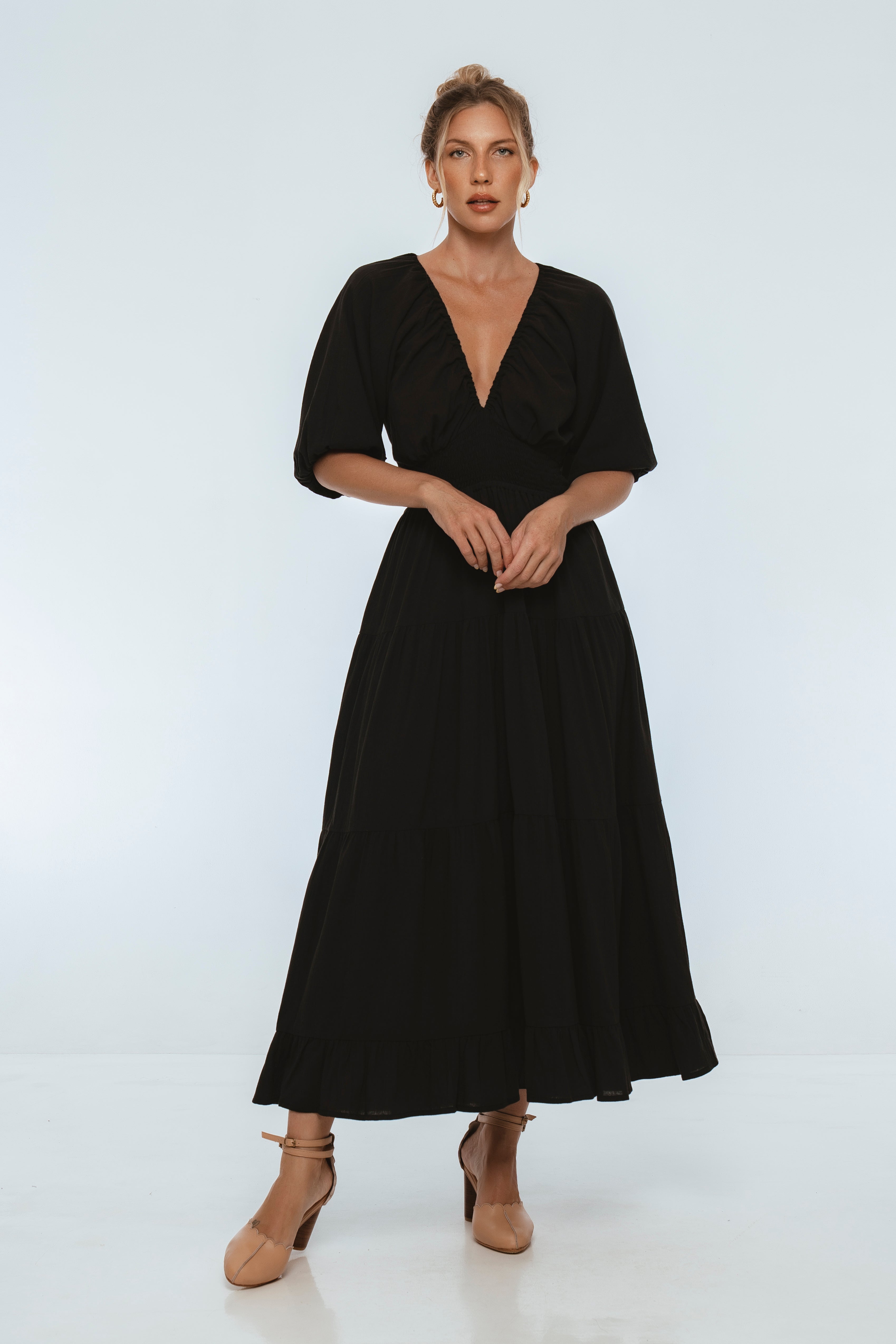 Lucienne Smocked Linen Maxi Dress