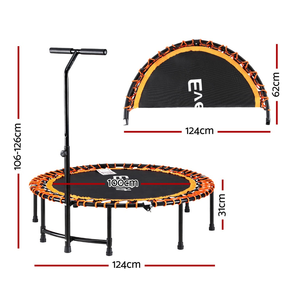 NNEDSZ Everfit 48inch Fitness Foldable Trampoline Jumping Rebounder Home Gym Handrail