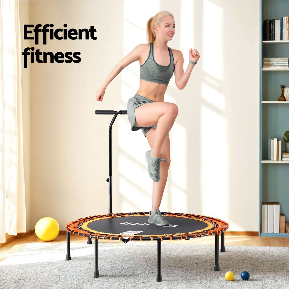NNEDSZ Everfit 48inch Fitness Foldable Trampoline Jumping Rebounder Home Gym Handrail