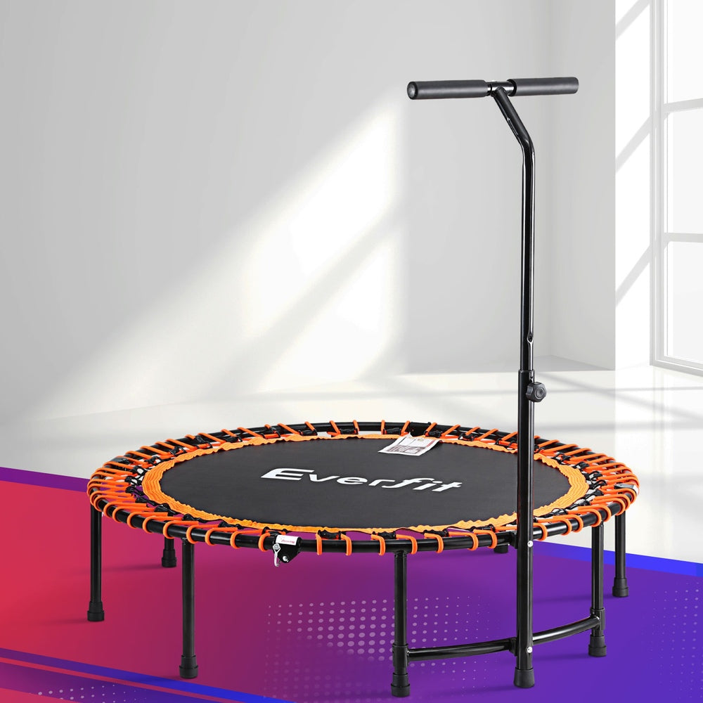 NNEDSZ Everfit 48inch Fitness Foldable Trampoline Jumping Rebounder Home Gym Handrail