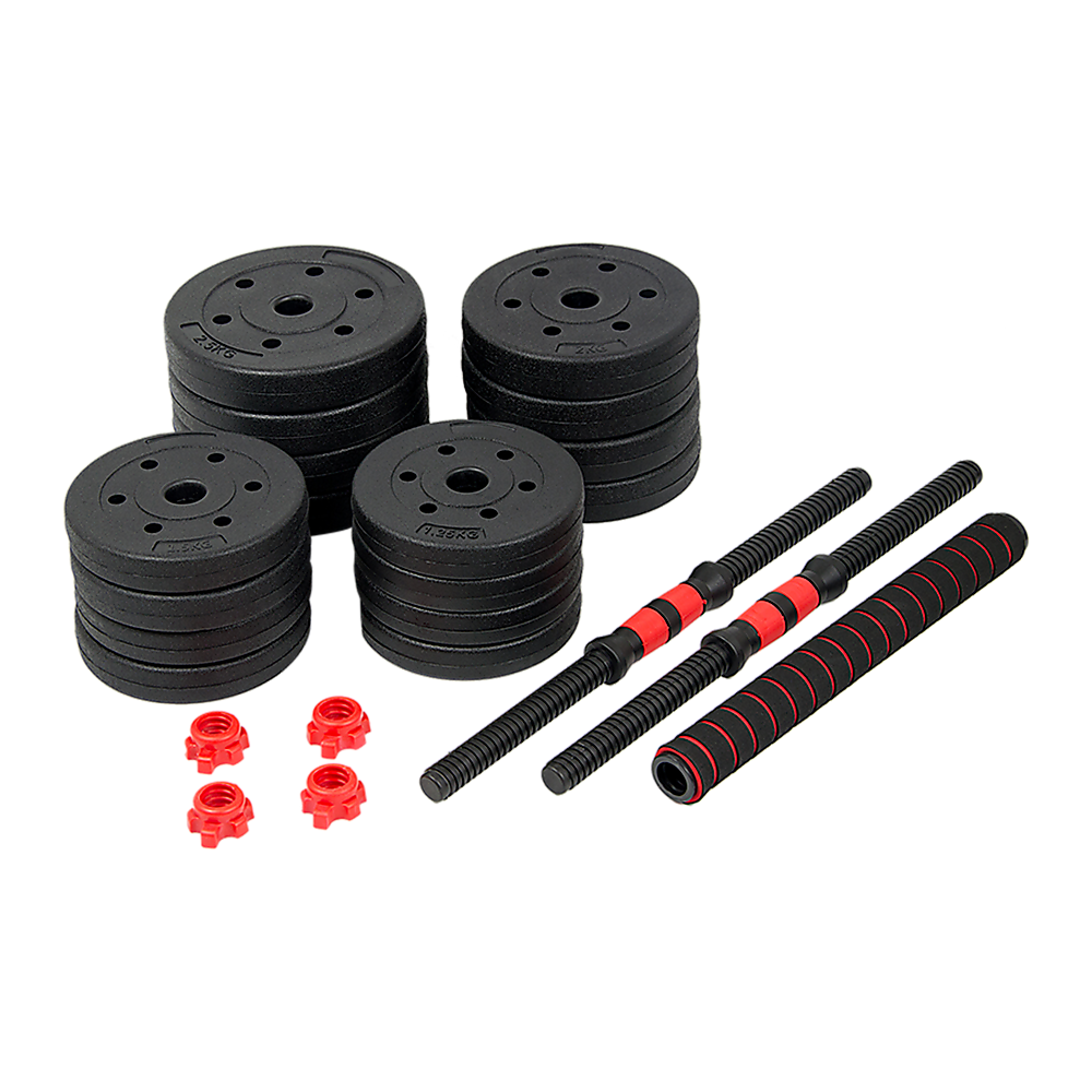 NNEDSZ 30kg Adjustable Rubber Dumbbell Set Barbell Home GYM Exercise Weights