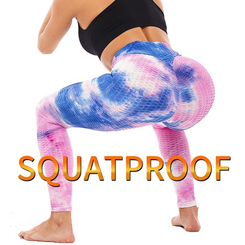 Booty Enhancing Tie-dye Print Workout Pants Gym Fitness Leggings High Waist Seamless Leggins Jogging Trousers Training Wear