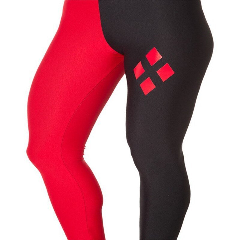 Brand Harley Quinn Leggings Fashion Women Clothes  Digital Print Pants New FitnessRed and black spell Ling grid leggins