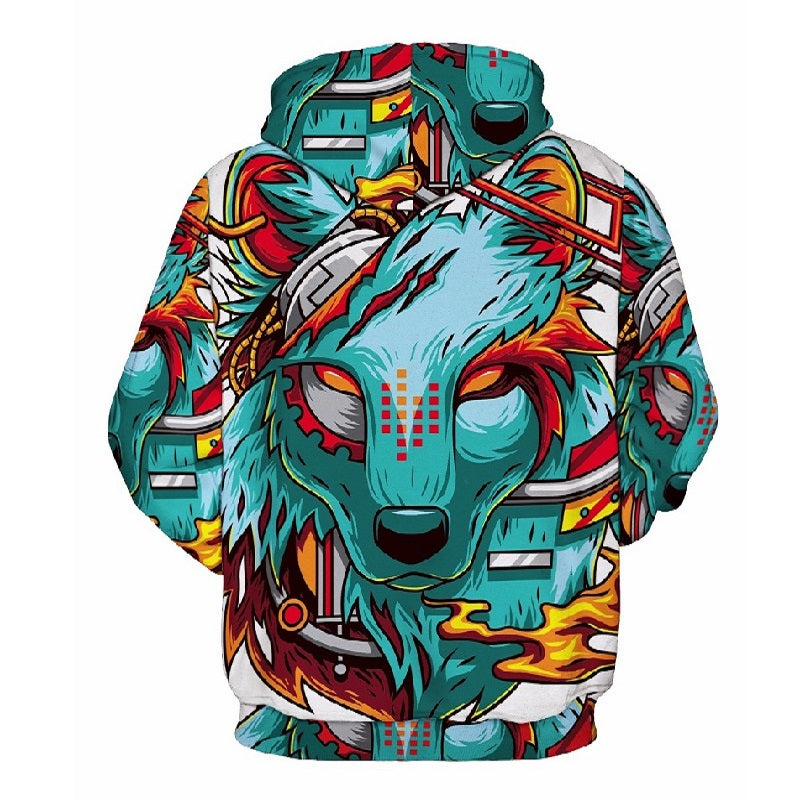 Fashion Autumn Winter Thin 3d Sweatshirts Men/Women Hooded Hoodies Print Wolf demon Hoody Pullover