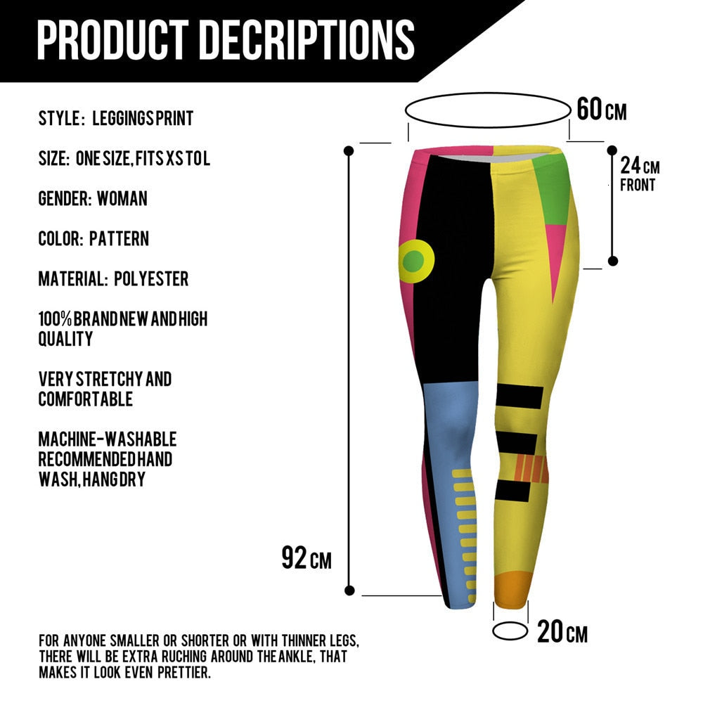 Women Leggings Simple Geometry Splicing Printing Leggins Fitness