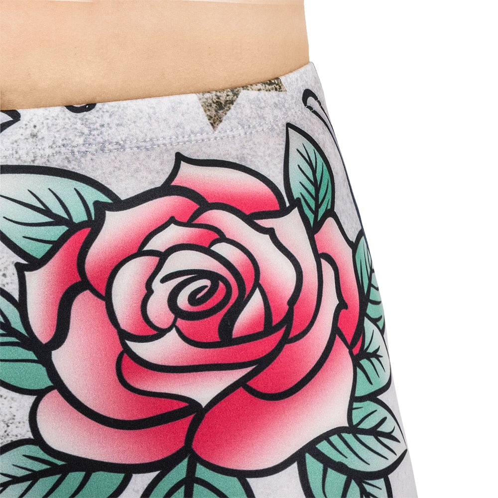 Women Legging Valentines Tattoos Printing Leggins Slim High Elasticity Legins