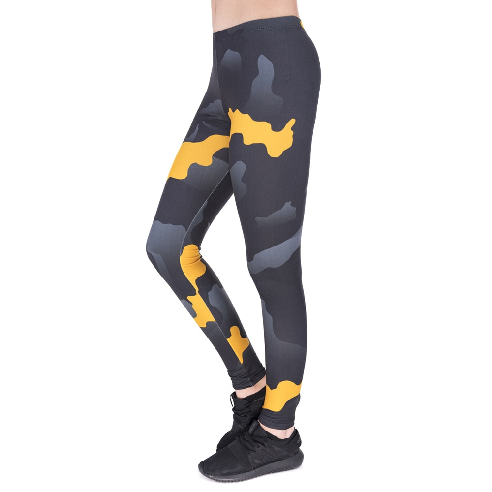 New leggins mujer Orange Gray Camo Printing legging fitness feminina leggins Woman
