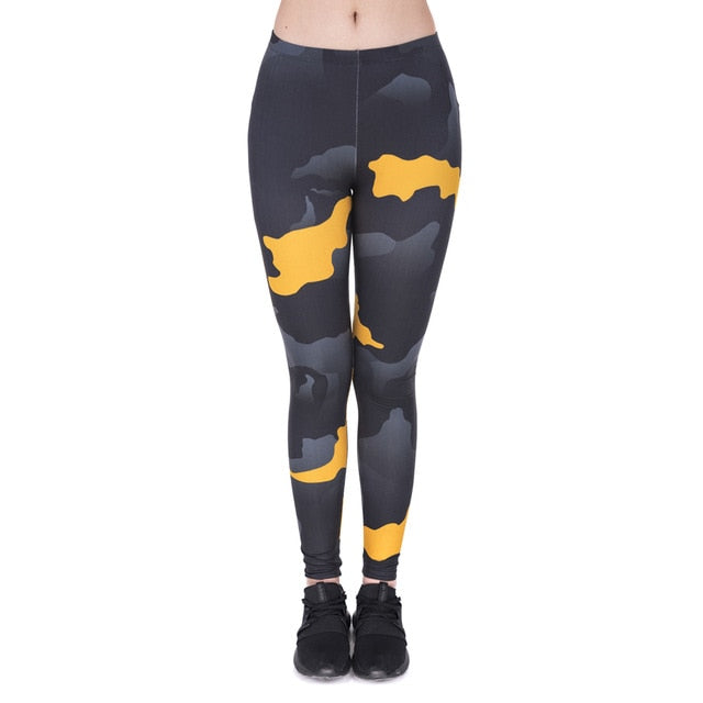 New leggins mujer Orange Gray Camo Printing legging fitness feminina leggins Woman