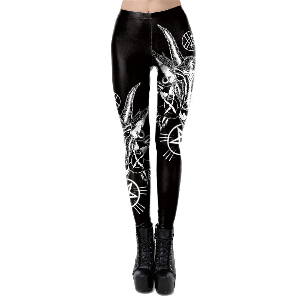 Ouija Leggings Women Satan Devil Black Pants Baphomet Dark Gothic Leggins Lucifer Fitness Workout Legins