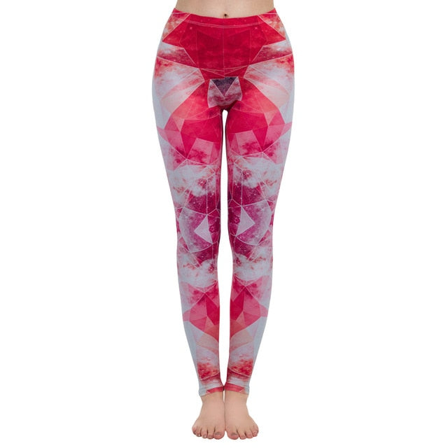 Fashion Women Legging Pink Tropics Printing With Multicolor Pattern Leggins High Elasticity Legins Fitness Pants Leggings