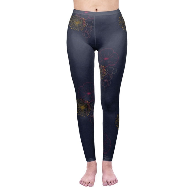 Fashion Women Legging Pink Tropics Printing With Multicolor Pattern Leggins High Elasticity Legins Fitness Pants Leggings