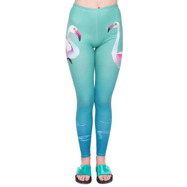 Fashion Women Legging Pink Tropics Printing With Multicolor Pattern Leggins High Elasticity Legins Fitness Pants Leggings