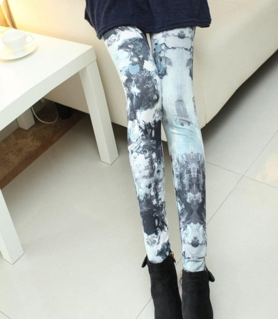 Fashion Girl Legging Spandex Aptitud Print Floral Leggings Leggins Milk Silk