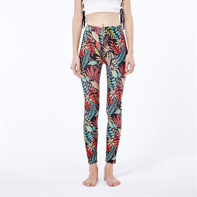 Fashion Girl Legging Spandex Aptitud Print Floral Leggings Leggins Milk Silk