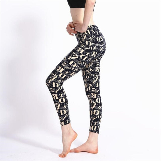 Fashion Girl Legging Spandex Aptitud Print Floral Leggings Leggins Milk Silk