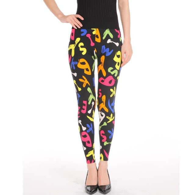 Fashion Girl Legging Spandex Aptitud Print Floral Leggings Leggins Milk Silk