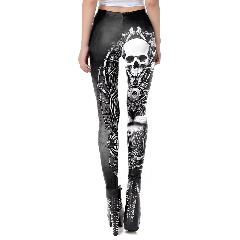 Skull Punk Women Legging Gothic Style Lion Retro Vintage Steampunk Leggins Ankle Pants