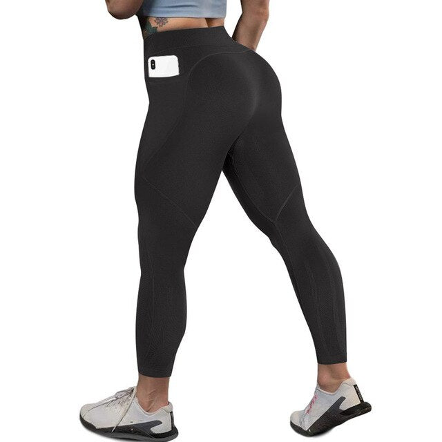 Yoga Pants with Pocket Sport Leggings Gym Sportswear Tummy Control Jogging Tights Fitness Trousers Push Up Workout Leggins