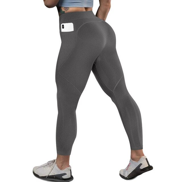 Yoga Pants with Pocket Sport Leggings Gym Sportswear Tummy Control Jogging Tights Fitness Trousers Push Up Workout Leggins