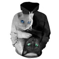 Men Hooded Sweatshirts two cat 3D Print hoody Casual Pullovers Streetwear Tops Autumn Regular Hipster hip hop