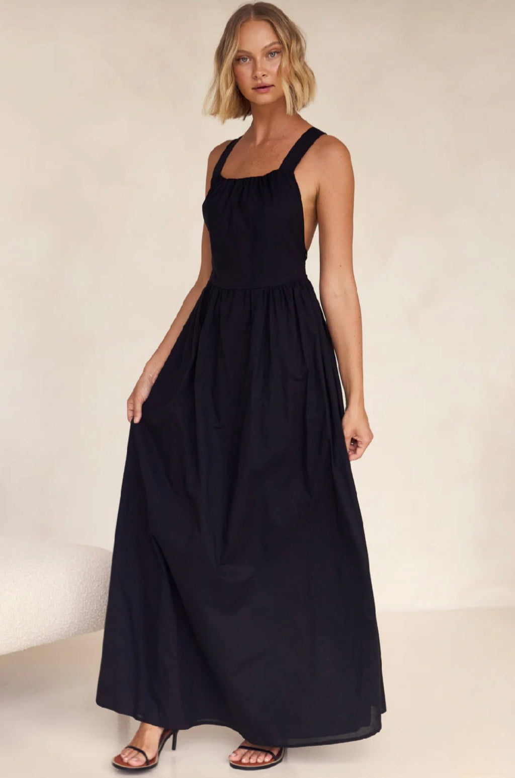 Black Cotton Dress | Maxi Dress | Cotton Dress | Black Dress | Backless Dress